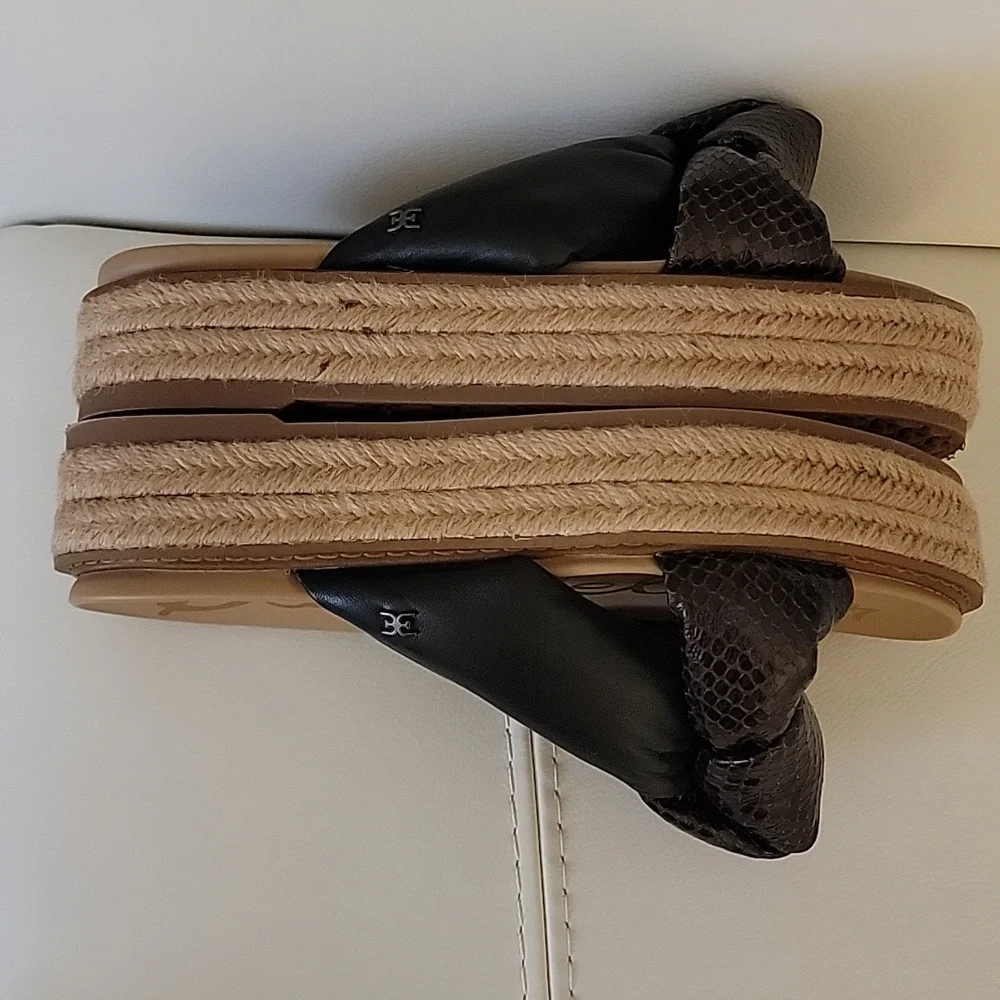 Sam Edelman Black and Brown Platform Slide Sandals
